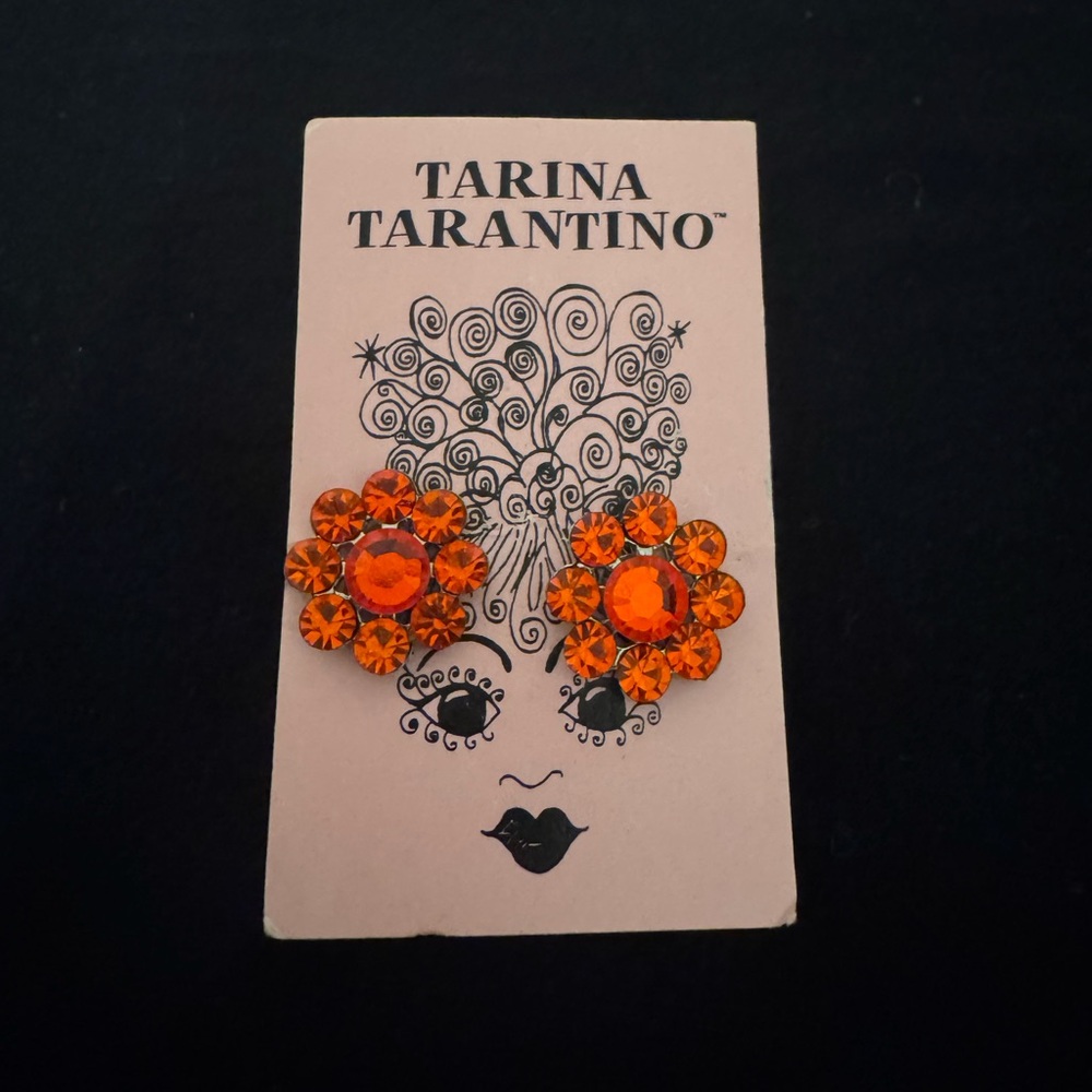 Tarina Tarantino Swarovski flower studs, orange